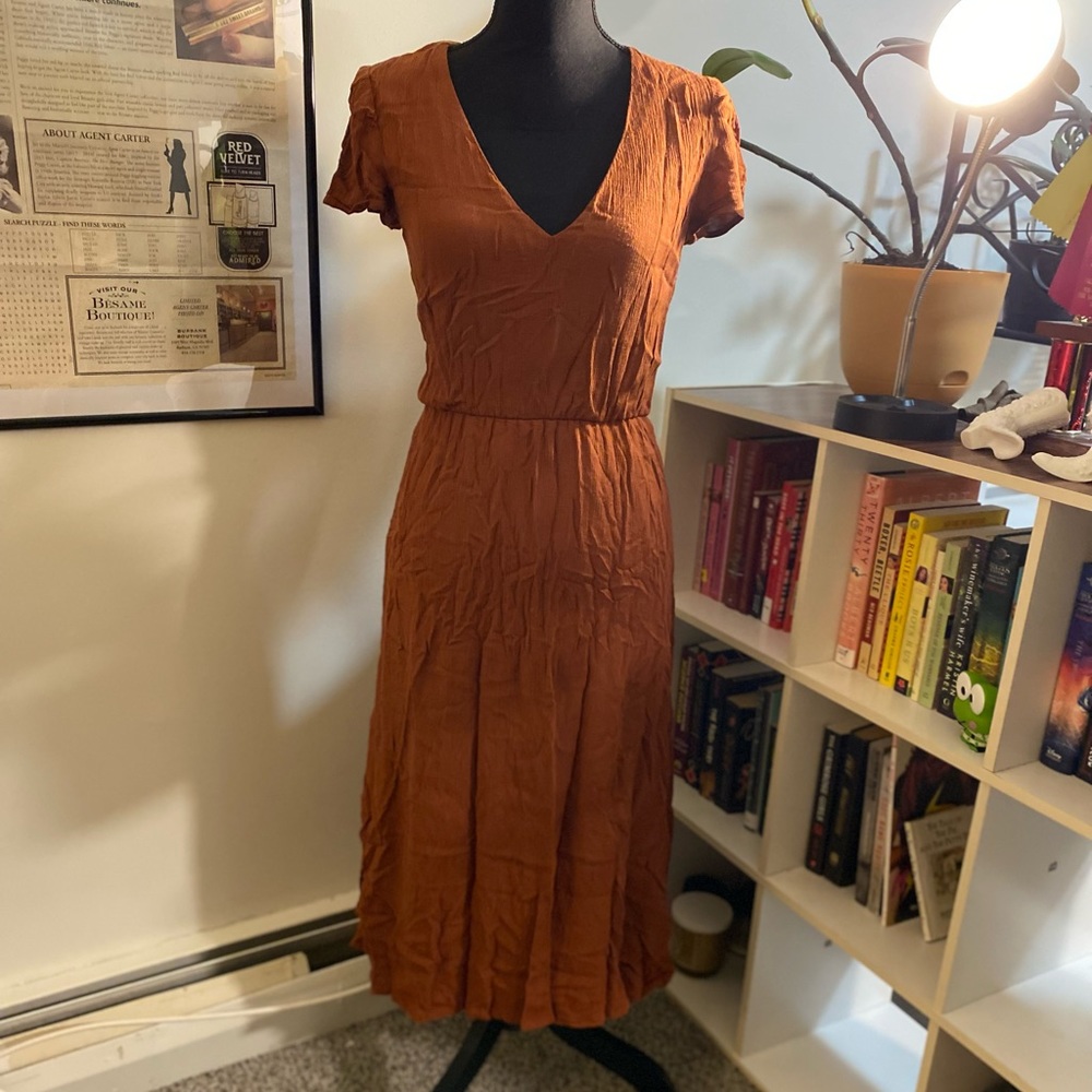 Rusty brown midi dress